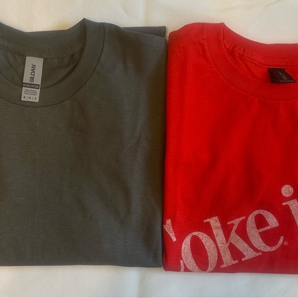 Gildan Charcoal and Bright Red Short Sleeve Tees